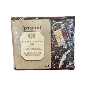Springmaid‎ Bill Blass Queen Flat Sheet Zarabanda Bedding Home Vintage Y2K New